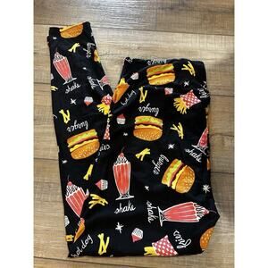 LuLaRoe TC Tall & Curvy Leggings Burger Shake Fries New black drive-in